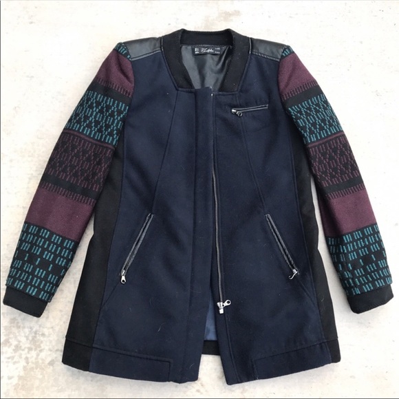 ISO Zara Coat with Jacquard Sleeves - Picture 2 of 2